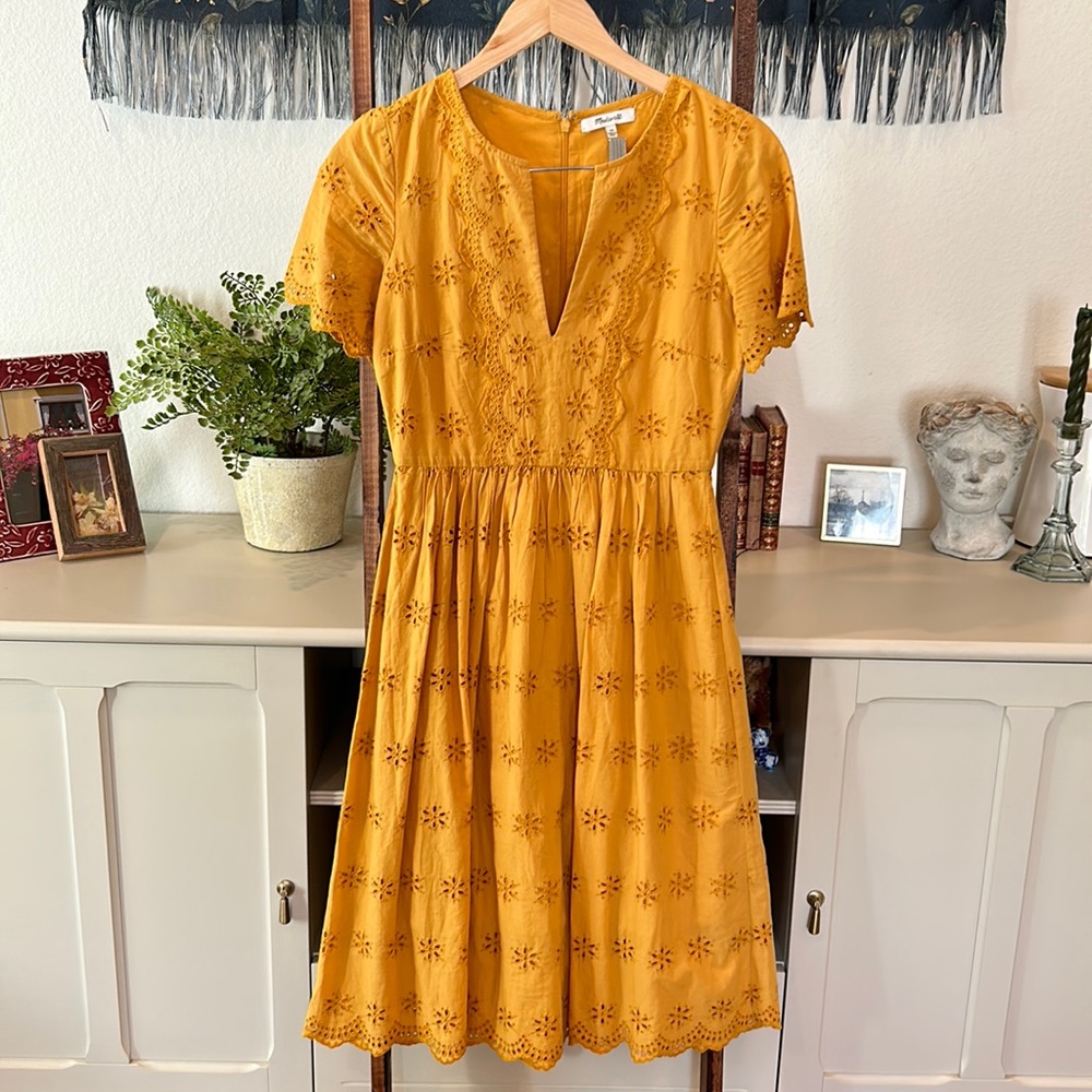 Madewell yellow eyelet dress